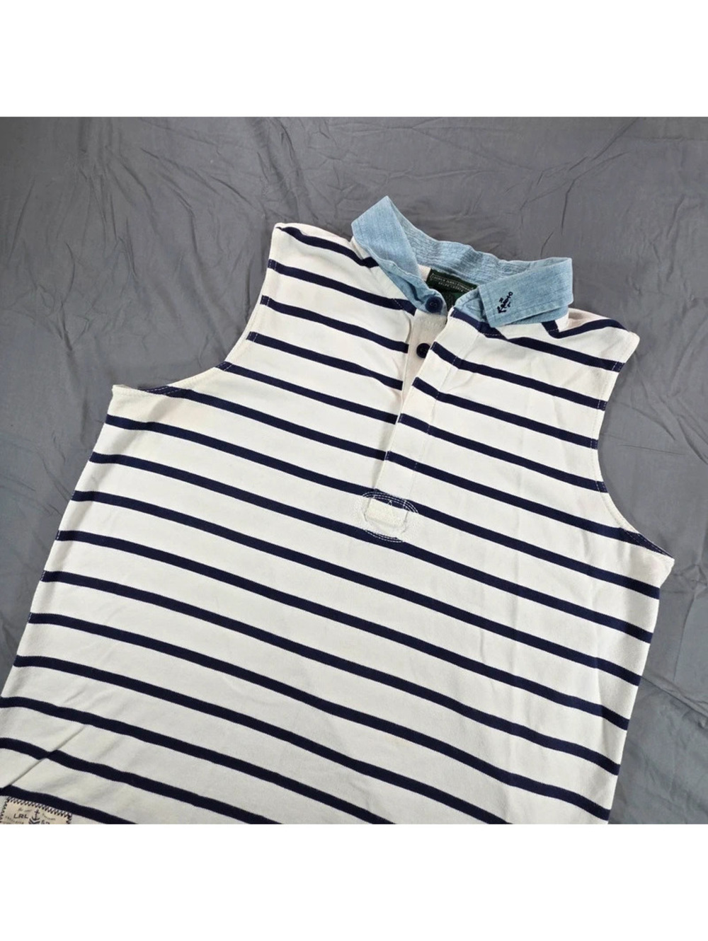 Lauren Jeans Co. Ralph Lauren striped sleeveless rugby polo shirt